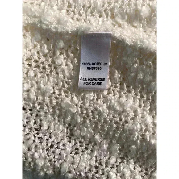 Cato Womens XL Ivory Open Knit Open Front Fringed Sweater L/S - Picture 6 of 6